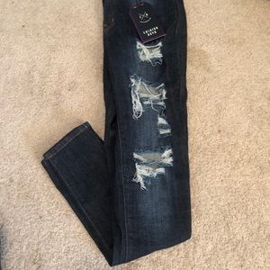 Fashionova High-waist Ripped Skinny Jeans